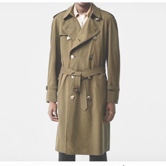 Aquascutum Men’s/Unisex Trench Coat Army Green Olive Full Lenght England Sz XL - Picture 1 of 16